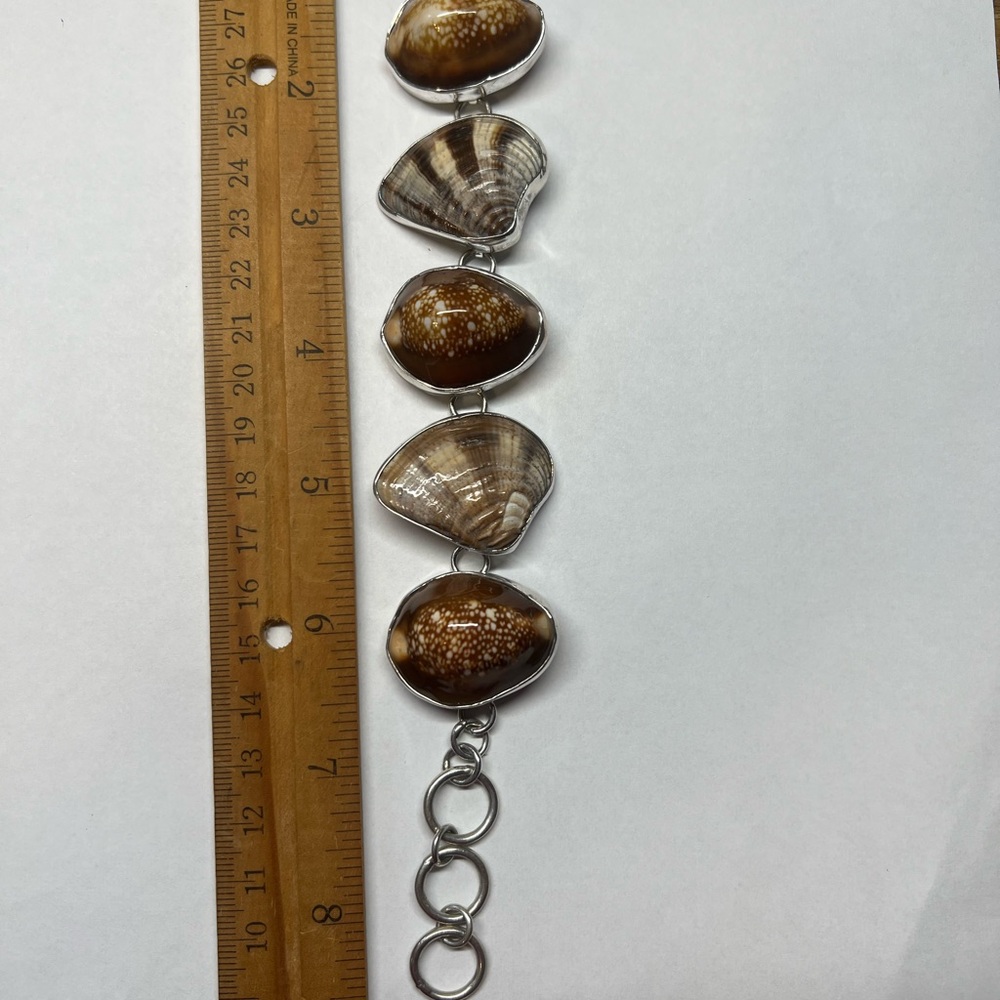 Esperanza 925 Seashell Toggle Bracelet Adjustable 7”-8.5” - Picture 3 of 6